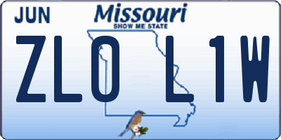 MO license plate ZL0L1W