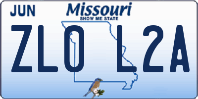 MO license plate ZL0L2A