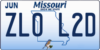 MO license plate ZL0L2D