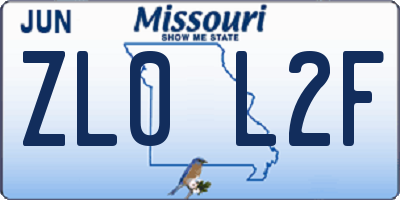 MO license plate ZL0L2F