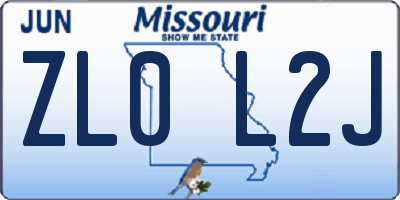 MO license plate ZL0L2J