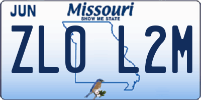 MO license plate ZL0L2M