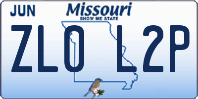 MO license plate ZL0L2P