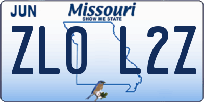 MO license plate ZL0L2Z