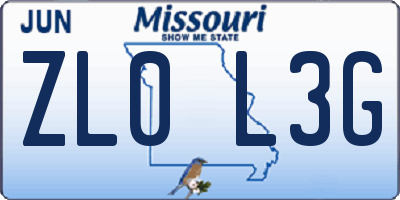 MO license plate ZL0L3G