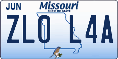 MO license plate ZL0L4A