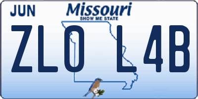 MO license plate ZL0L4B