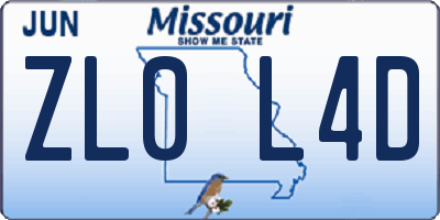 MO license plate ZL0L4D