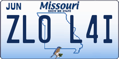 MO license plate ZL0L4I