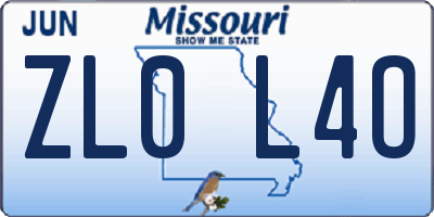 MO license plate ZL0L4O