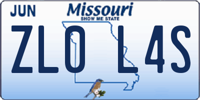 MO license plate ZL0L4S