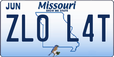 MO license plate ZL0L4T