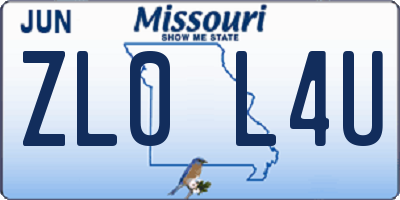 MO license plate ZL0L4U