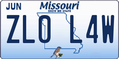 MO license plate ZL0L4W