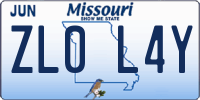 MO license plate ZL0L4Y