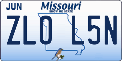 MO license plate ZL0L5N