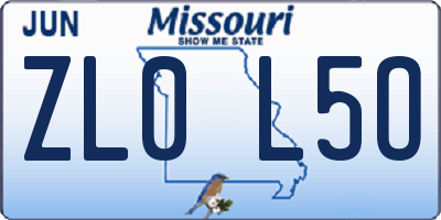 MO license plate ZL0L5O