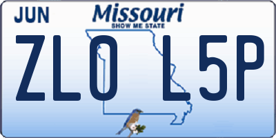 MO license plate ZL0L5P
