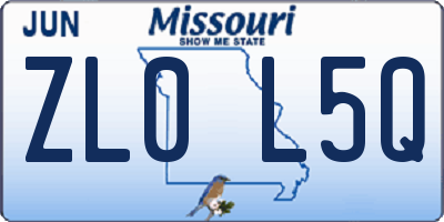 MO license plate ZL0L5Q