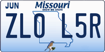MO license plate ZL0L5R
