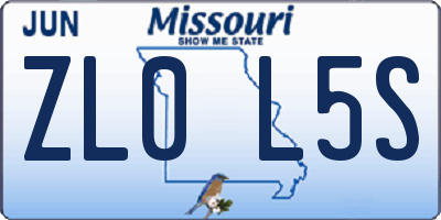 MO license plate ZL0L5S
