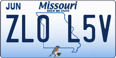 MO license plate ZL0L5V