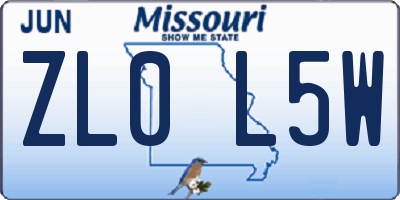 MO license plate ZL0L5W