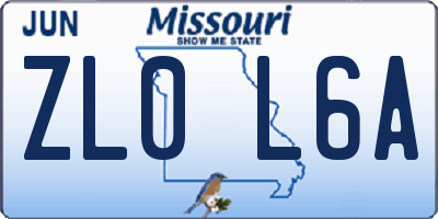 MO license plate ZL0L6A