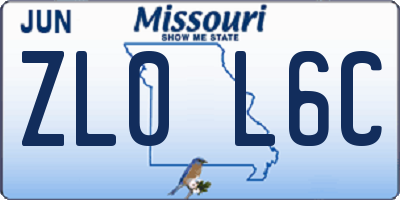 MO license plate ZL0L6C