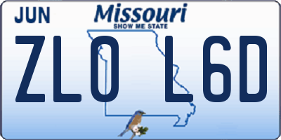 MO license plate ZL0L6D