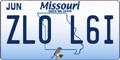 MO license plate ZL0L6I
