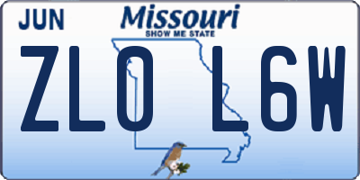 MO license plate ZL0L6W