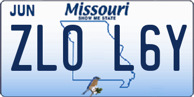 MO license plate ZL0L6Y