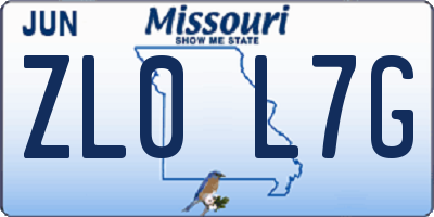 MO license plate ZL0L7G