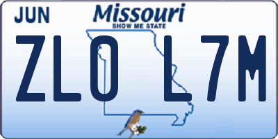 MO license plate ZL0L7M