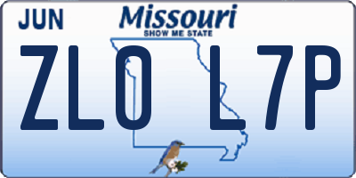 MO license plate ZL0L7P