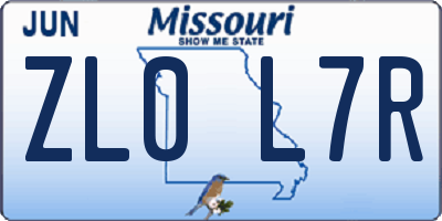 MO license plate ZL0L7R
