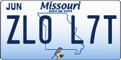 MO license plate ZL0L7T