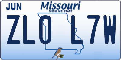 MO license plate ZL0L7W