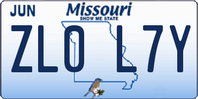 MO license plate ZL0L7Y