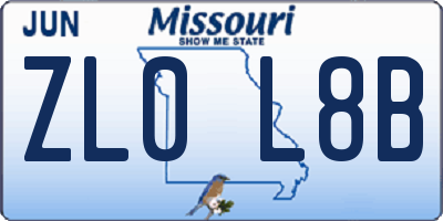 MO license plate ZL0L8B