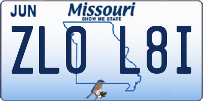 MO license plate ZL0L8I