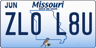 MO license plate ZL0L8U