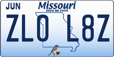 MO license plate ZL0L8Z