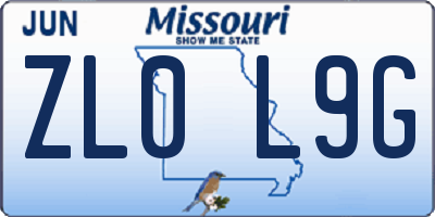 MO license plate ZL0L9G
