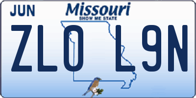 MO license plate ZL0L9N