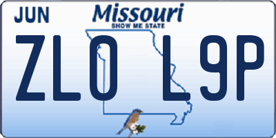 MO license plate ZL0L9P