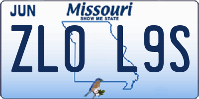 MO license plate ZL0L9S