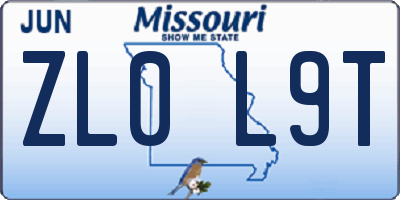 MO license plate ZL0L9T