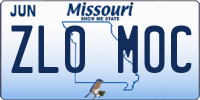 MO license plate ZL0M0C